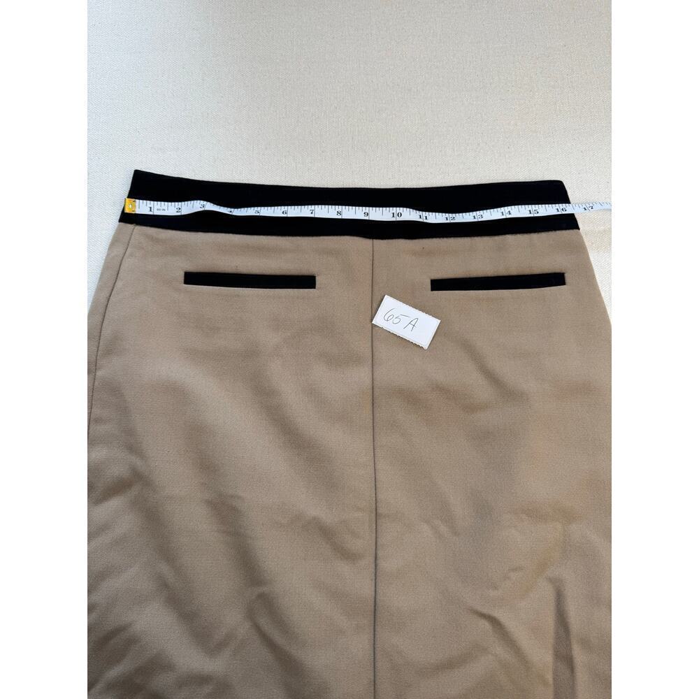 Y2K Beige Stretch Neutral Classic Slim Fit Straight Pencil Womens Skirt Size 8 - Picture 3 of 6